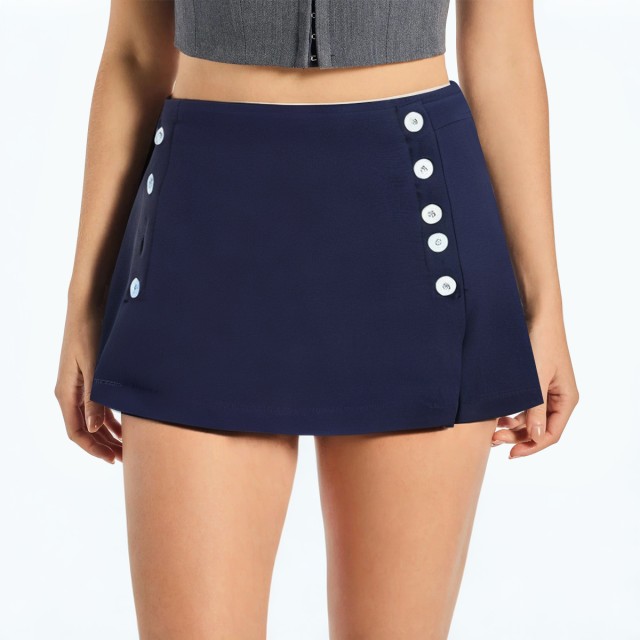 High Waisted Contrasting Simple Short Skirt