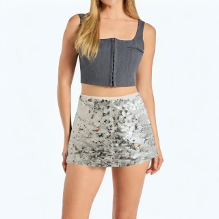 High Waist Slim Sequined Casual Short Skirt