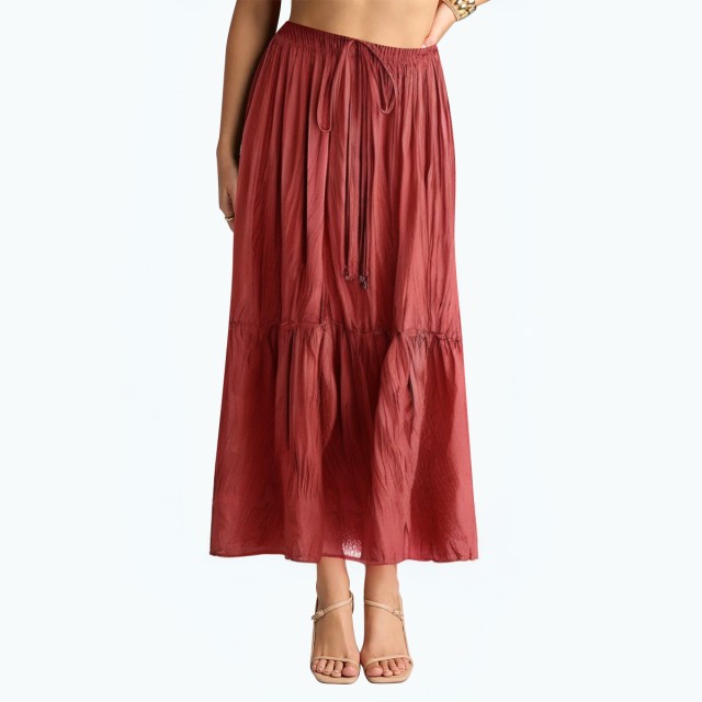 Casual Wrinkle Effect High Waist Loose Long Skirt