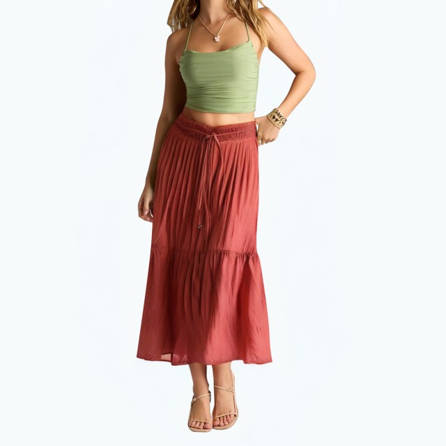 Casual Wrinkle Effect High Waist Loose Long Skirt