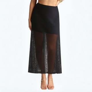 Mesh High Waist Slim Mid length Skirt