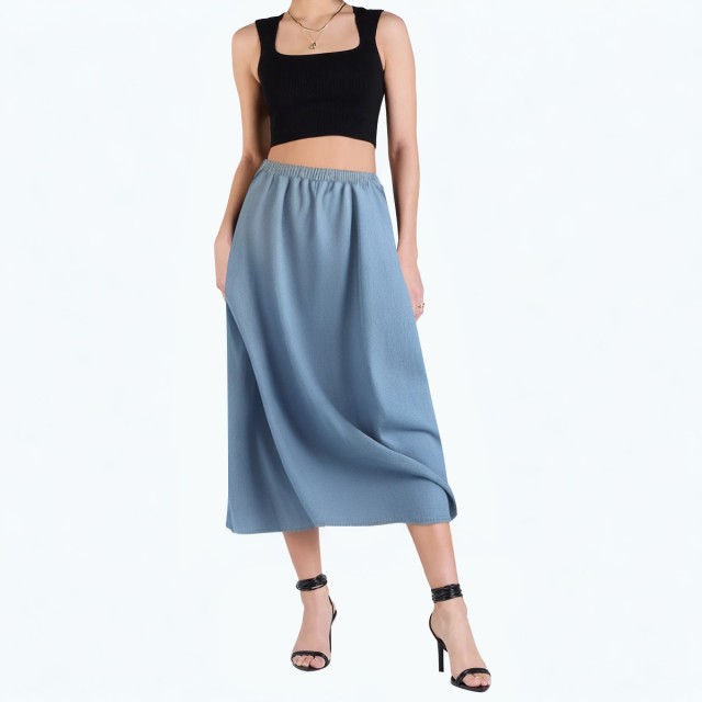 Light Blue Casual Commuting Denim A Line Skirt