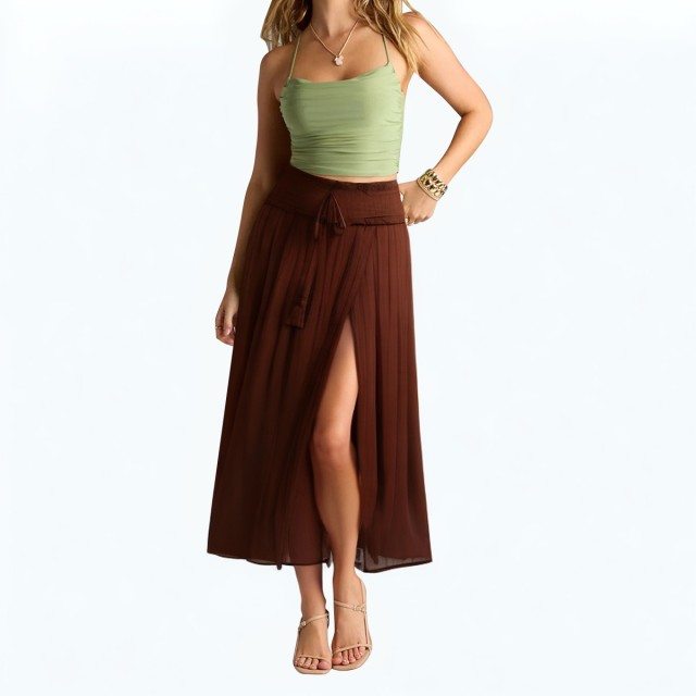 Versatile Elastic High Waist Mid Length Skirt