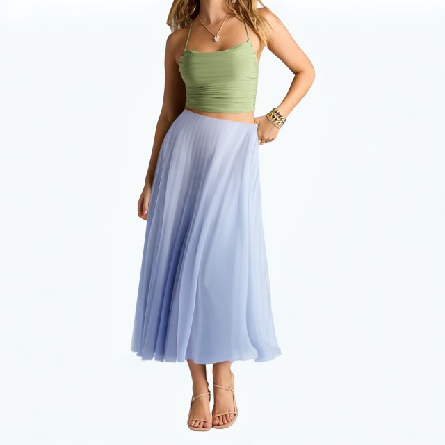 Casual Pleated Draped Simple Long Skirt