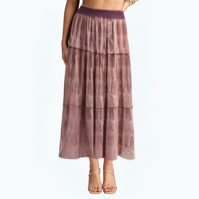 Slim High Waist Printed Fashion Long Skirt