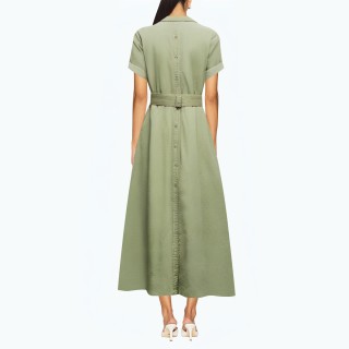 Shirt Style V Neck Roll Sleeve Dress