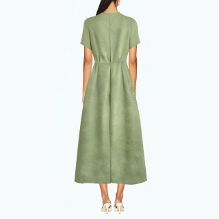 Slim Chain Print Wide Round Neck Dress