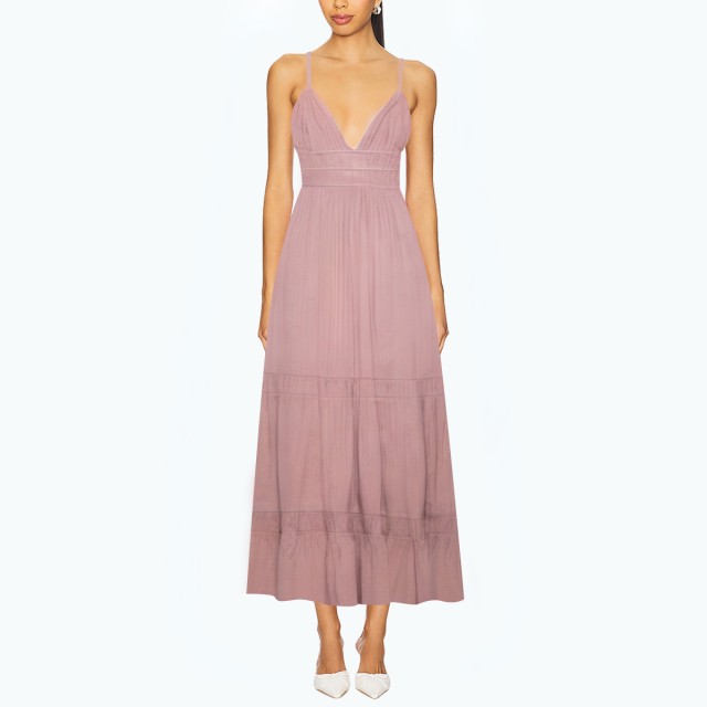 Thin Strap Tulle Bow Backless Dress