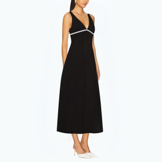 Fashion Contrast Layer V Neck Suspender Dress