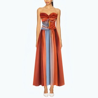 Sleeveless Printed Tube A Line Skirt