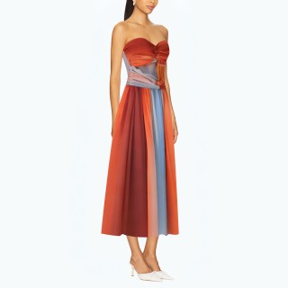 Sleeveless Printed Tube A Line Skirt