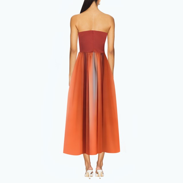 Sleeveless Printed Tube A Line Skirt