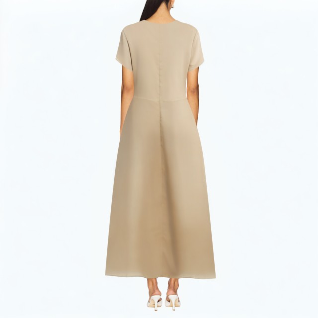 Embroidered Loose Flared Short Sleeved Dress