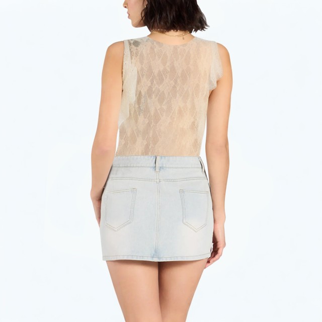 Bow Lace V Neck Short Sleeved Vest Top