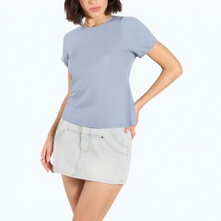 Fashion Round Neck Short Sleeved Knitted Top