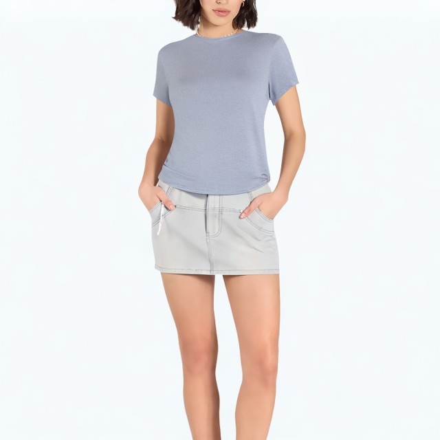Fashion Round Neck Short Sleeved Knitted Top