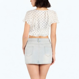 Deep V Dot Short Belly Top