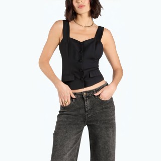 Retro Bow Decorated Slim Top