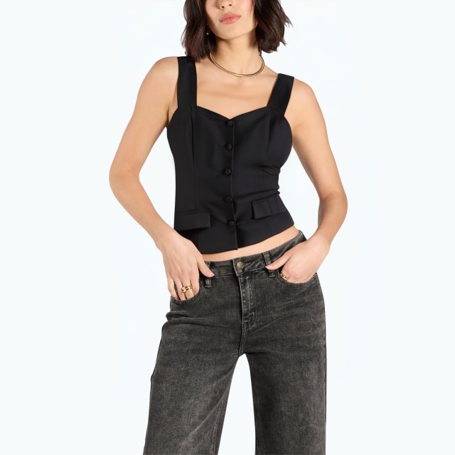 Retro Bow Decorated Slim Top