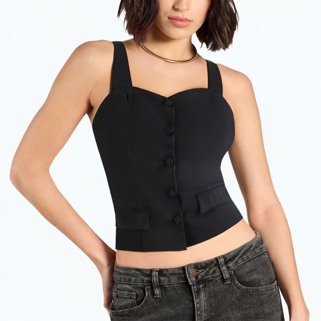 Retro Bow Decorated Slim Top