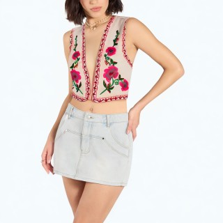 Fashion Embroidered Short Vest