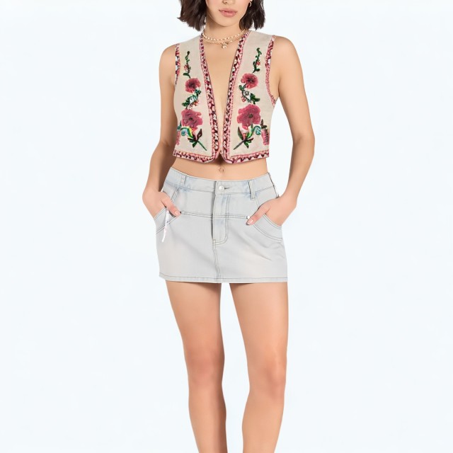 Fashion Embroidered Short Vest