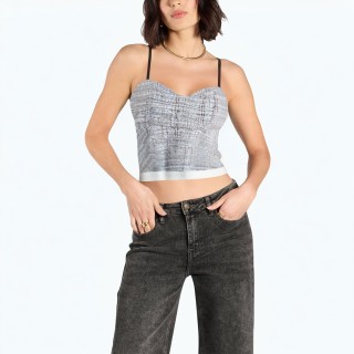 Spliced ​​texture Contrast Color Camisole Top