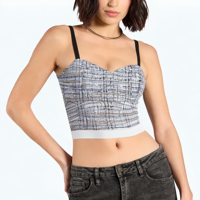 Spliced ​​texture Contrast Color Camisole Top