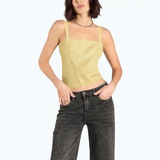 Fashion Bow Straight Collar Slim Vest Top