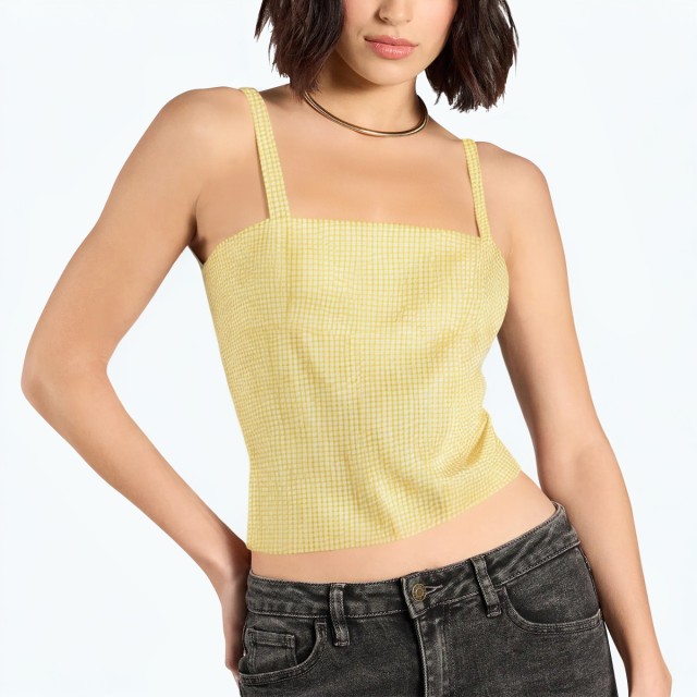 Fashion Bow Straight Collar Slim Vest Top