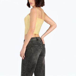Fashion Bow Straight Collar Slim Vest Top