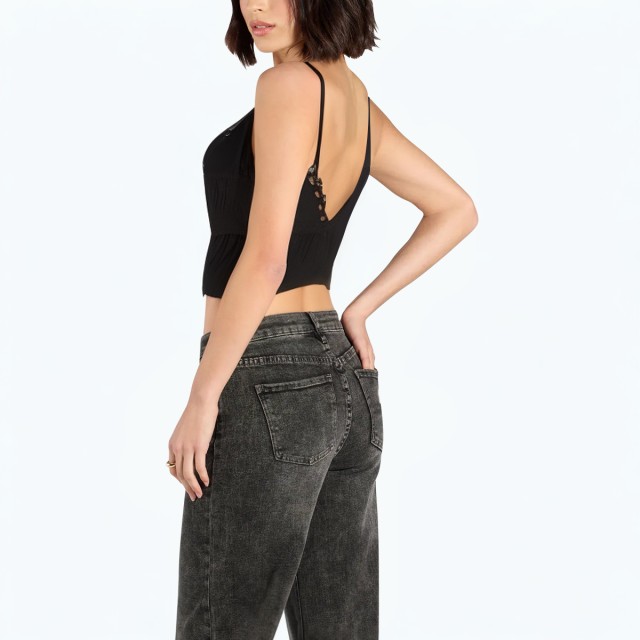 Embroidered Lace V Neck Suspender Top