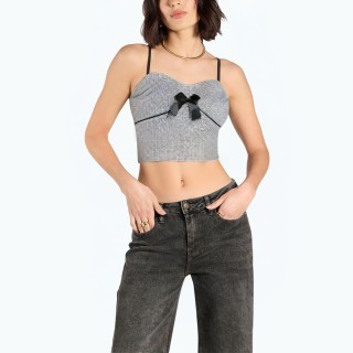 Fashionable Bowknot Plaid Vest Top