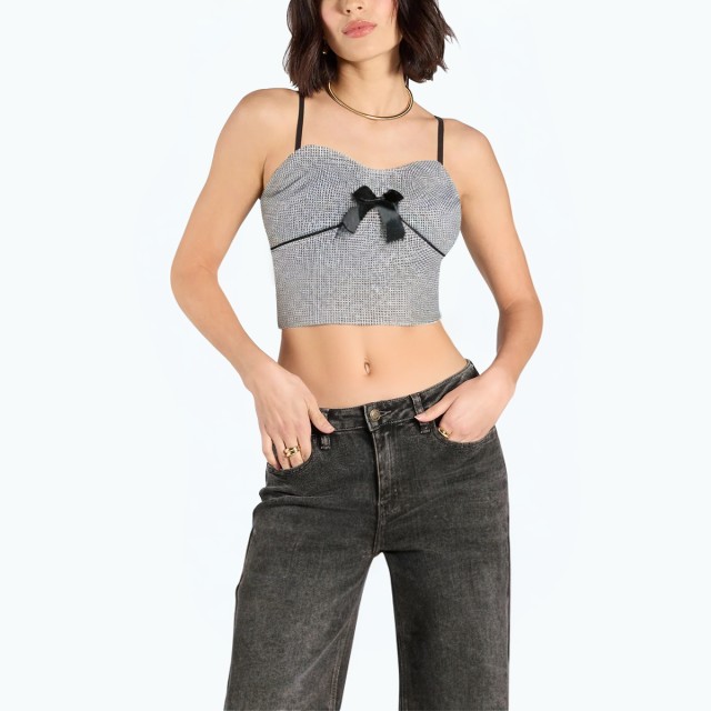 Fashionable Bowknot Plaid Vest Top