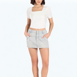 Square Collar Backless Bow Tie Shirt Top