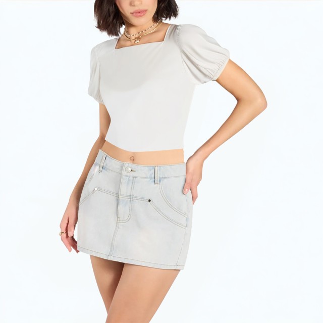 Square Collar Backless Bow Tie Shirt Top