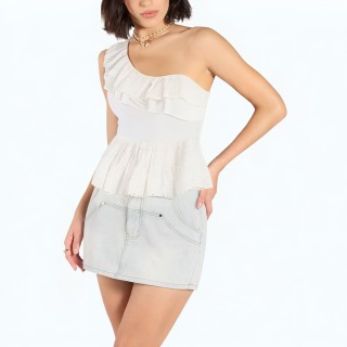 Hollow Embroidery Asymmetrical Fashion Top