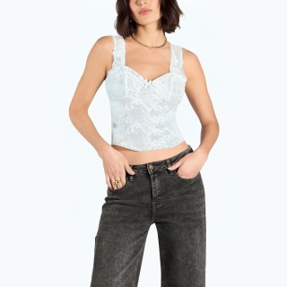 Square Neck Lace Embroidered Top