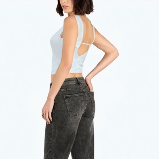 Square Neck Lace Embroidered Top