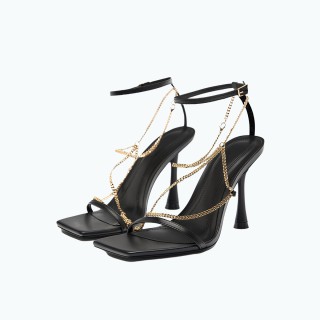 Party Thin Strap Gold Chain High Heeled Sandals