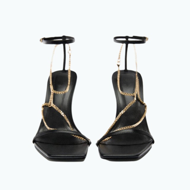 Party Thin Strap Gold Chain High Heeled Sandals