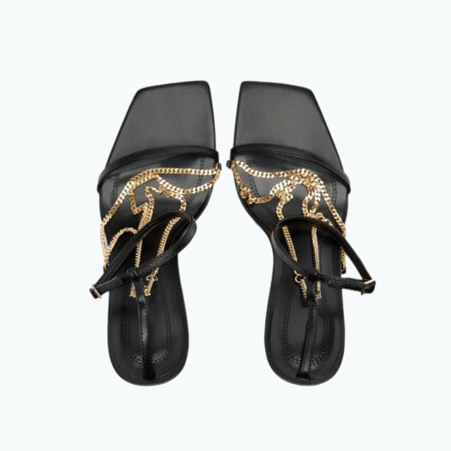 Party Thin Strap Gold Chain High Heeled Sandals