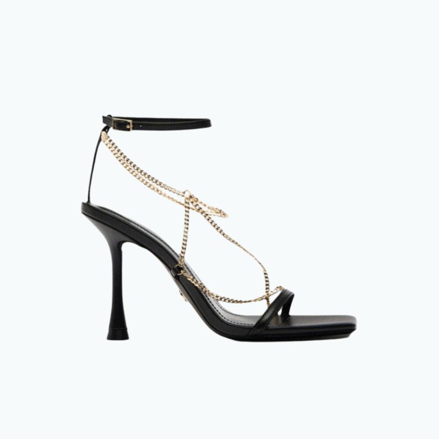 Party Thin Strap Gold Chain High Heeled Sandals