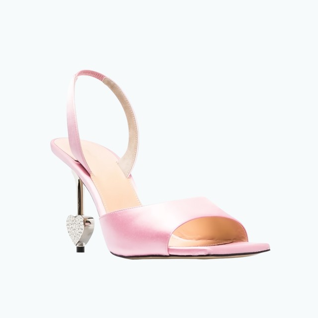 Toe Satin Leather High Heeled Sandal