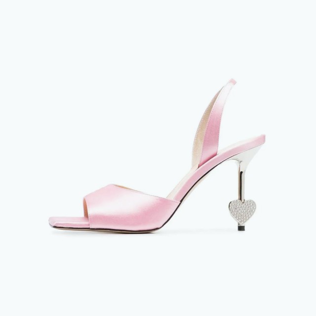 Toe Satin Leather High Heeled Sandal
