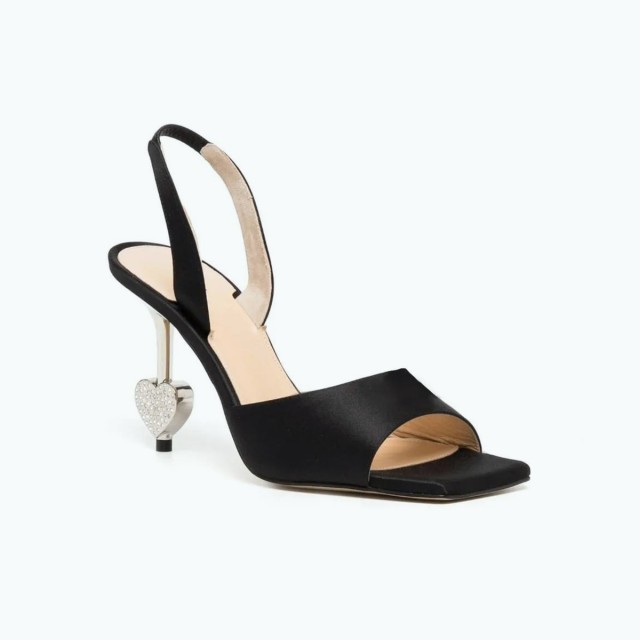 Toe Satin Leather High Heeled Sandal