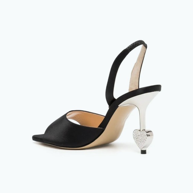 Toe Satin Leather High Heeled Sandal