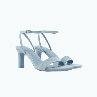 Square Headed Denim Canvas High Heeled Sandals