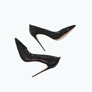 Transparent Pointed Lace High Heeled Sandals