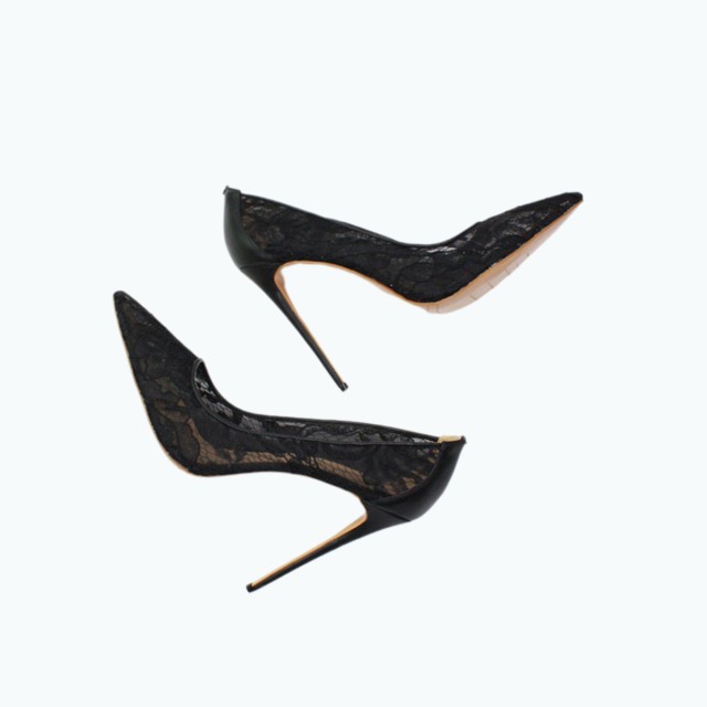 Transparent Pointed Lace High Heeled Sandals